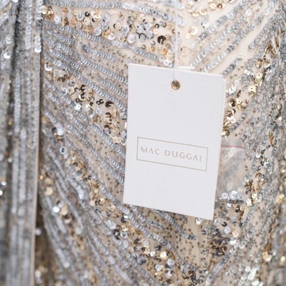 Mac Duggal. Sequined One Shoulder‎ Draped Lace Up Gown. - Picture 8 of 15